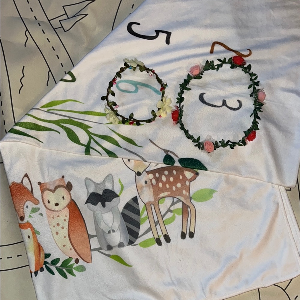 Woodland Animal Baby Age Photo Blanket